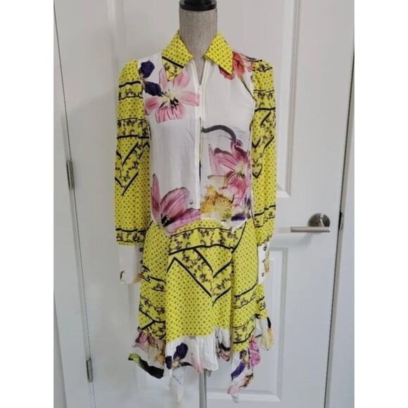 NEW GANNI Hemlock Silk Chiffon Floral Color Block Dress (SOLD OUT) - Size 38 - Picture 2 of 10